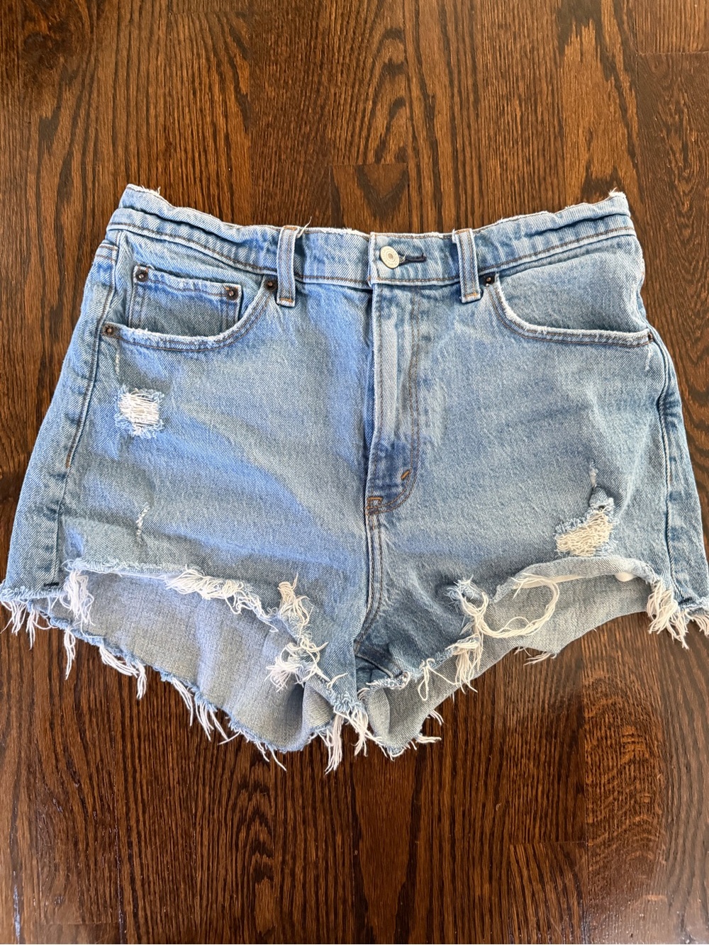 Abercrombie & Fitch Light Blue Distressed Denim Cutoff Shorts